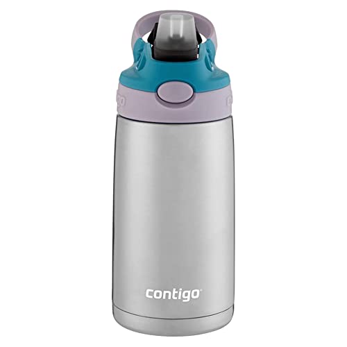 Contigo Kids Stainless Steel Water Bottle with Redesigned AUTOSPOUT Straw, 13 oz, Taro & Juniper
