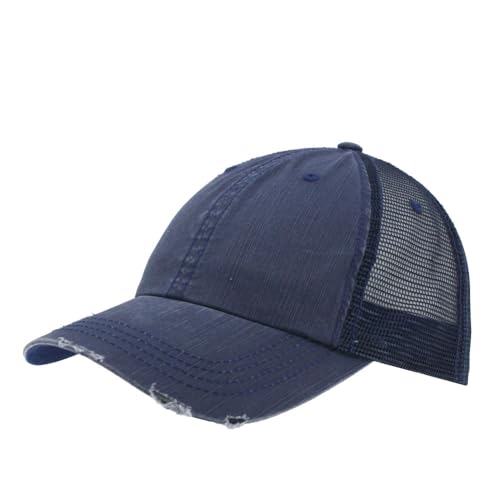 Image of The Vintage Year Distressed Cotton Unstructured Soft Mesh Breathable Adjustable Dirty Wash Dad Hat Trucker Baseball Cap