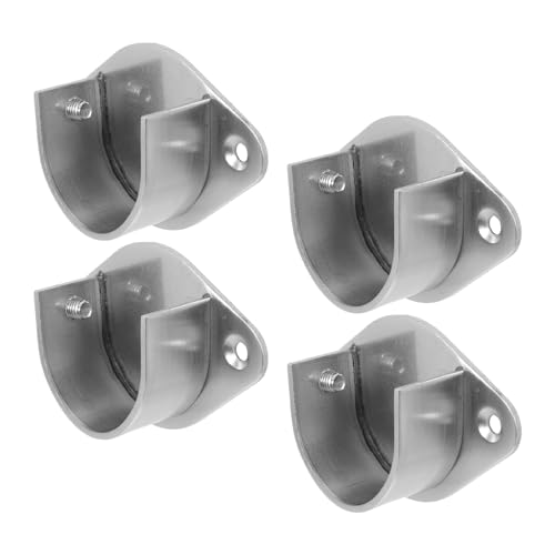 Veemoon Support de Fixation pour Tringle à Vêtements en Acier Inoxydable 32 Mm, Ensemble de 4 Supports de Penderie Robustes pour Placard, Bride Carrée Satinée, pour Dressing et