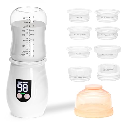 Image of Portable Cordless Baby Bottle Warmer for Travel, Rechargeable with 8 Adapters & 1 Milk Powder Container, Safe Material, Fast Heating, Compatible with Major Brands,White