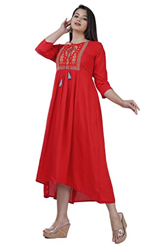 Image of Women's Rayon Embroidery Work Flared Kurta