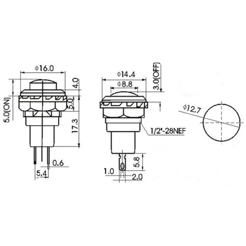 Interruptor pulsador momentáneo de 12mm ideal para maquetas simuladores y paneles domésticos 7