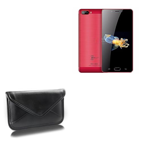 BoxWave Case Compatible with Kenxinda S9 - Elite Leather Messenger Pouch, Synthetic Leather Cover Case Envelope Design - Jet Black