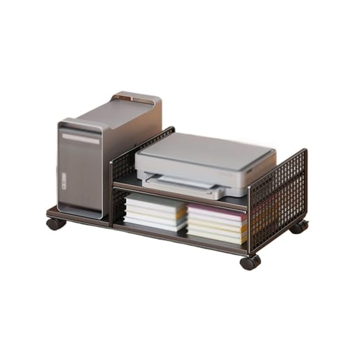 Soporte para torre de computadora CPU con ruedas con bloqueo, estante multifuncional para impresora y almacenamiento, negro miniatura 1