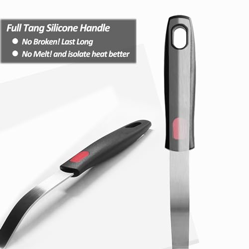 Silicone Pancake Spatula Turner with Lengthened Handle, Heat Resistant Cooking Spatulas for Nonstick Cookware, Large Flexible Kitchen Utensils BPA Free Rubber Flipper for Egg, Pancake, Fish, Burger - Image 6