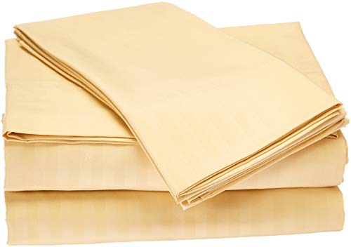 Millenium Linen King Size Bed Sheet Set - Gold - 1600 Series 4 Piece - Deep Pocket - Cool and Wrinkle Fre e - 1 Fitted, 1 Flat, 2 Pillow Cases