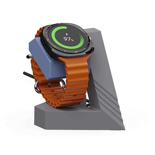 MOSHOU Geometric Design Charger Stand Compatible with Samsung Galaxy Watch 7 (40/44mm)/7 Ultra/6/5 Series, Night Stand Mode, Cable Management, Self-assem Model [Charger Not Included] (Blue)