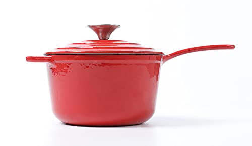 Hawok Cast Iron Enameled Sauce Pan 2Qt Red #TOP3