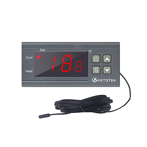 Ketotek Digital Temperature Controller Ac110V 10A Fahrenheit Thermostat Stc1000 With 2M Waterproof Sensor 2 Relays Heating Cooling #TOP7