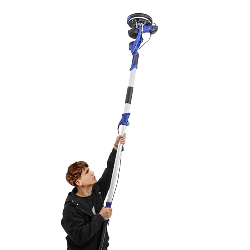 Electric Ceiling Wall Sander with Vacuum Dust Collection, 1250W Variable Speed Drywall Sander, Dustless Drywall Sander, 6 Variable Speed 800-1800RPM, dual Air Duct+6PCS Sandpapers, Sapphire Blue