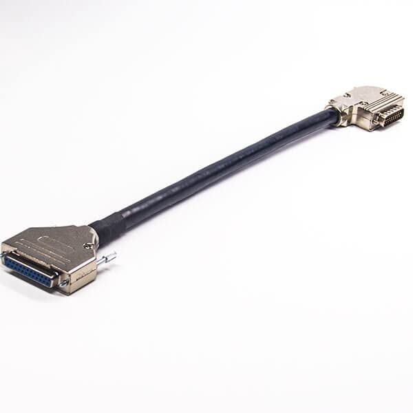 Right Angle DB25 Male Cable Male Connector to Female Connector with Metal Case 0.15M