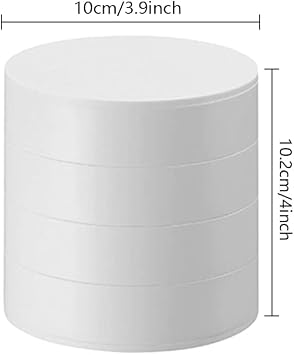 Jewelry Organizer Small Jewelry Storage Box 4-Layer Rotating Travel Jewelry Tray Holder for Women Bracelets Rings Bracelets Earrings (White)