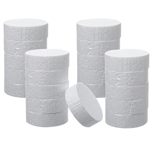 40Pack 3 Inch Foam Circles for Crafts(1\" Thick), Round Polystyrene Styrofoam Circles Discs, Circles Foam Discs for Arts Supplies, DIY Projects, Cakes Decorations, Sculpture, Modeling(White)