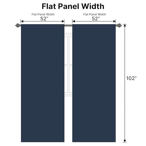 Image of H.VERSAILTEX Back Tab Navy Blackout Curtains 102 Inch Long for Bedroom /Living, Rod Pocket Room Darkening Thermal Insulated Black Out Drapes, 52 x 102 Inch, Navy Blue, 2 Panels