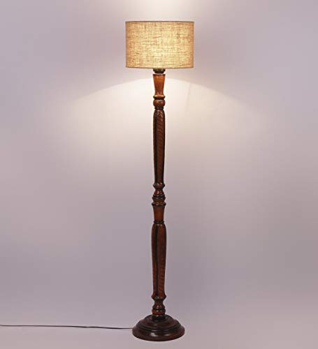 Image of Devansh Beige Jute Wooden Floor Lamp