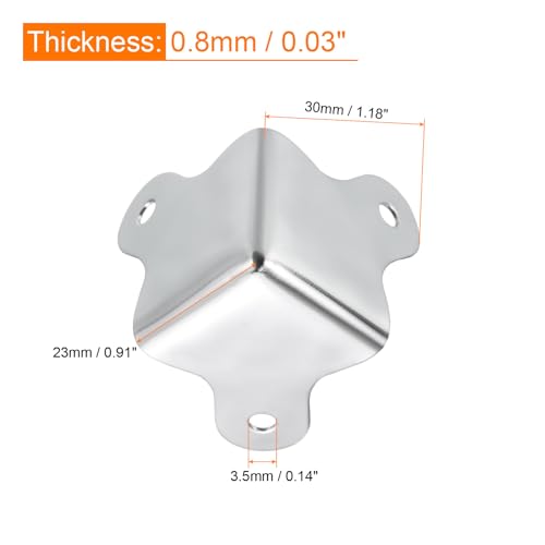 Image of uxcell 30x23mm Metal Box Corner Protectors Box Edge Guard Chrome Plating Silver Tone 16pcs