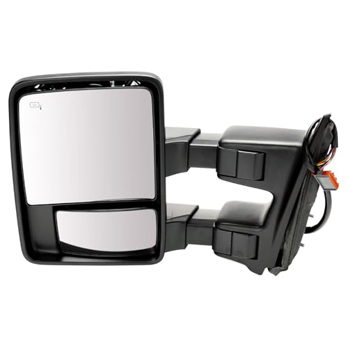 Driver Side Mirror Assembly Towing Power Heated Turn Signal Power Folding Telescoping Textured Compatible with 08-16 Ford F-250 Super Duty 08-16 F-350 Super Duty 09-16 F-450 Super Duty