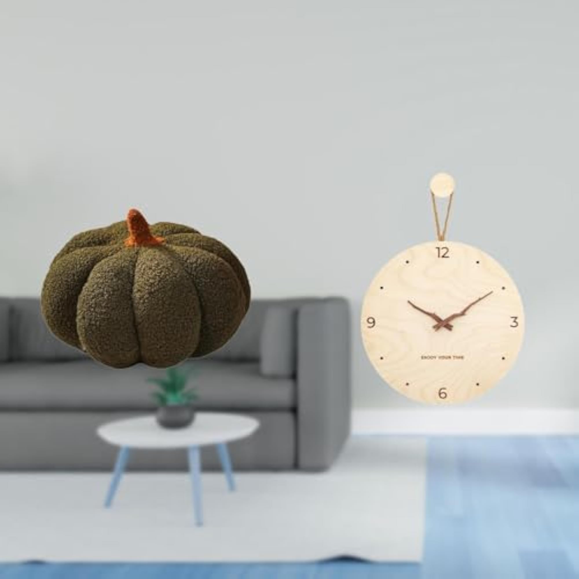 Halloween Pumpkin Plush Cushion with Wall Clock