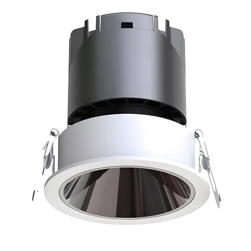HUAYUSE 15W Dimmable Downlight Round Aluminum Baffle Trim Adjustable Angle 30 Degree Spotlight for Bathroom Parlor Bedroom Kitchen Balcony Cut Size 95Mm