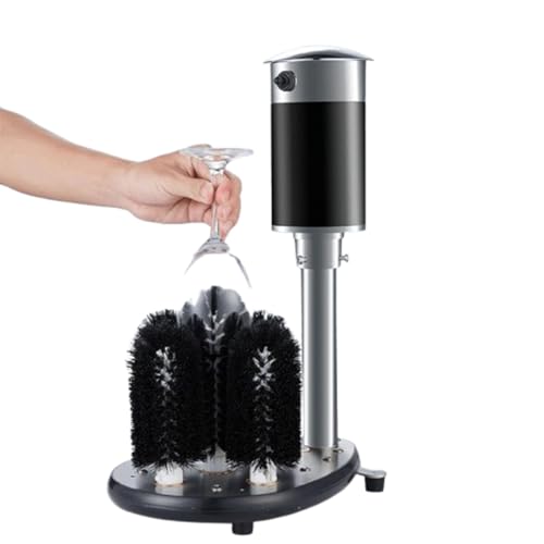 Lavavasos Eléctrico con 5 Cepillos Lavavasos, Lavavasos Comercial, 1200 Tazas/h Máquina Limpia Copas de Vino, para Bar Cafés Hotel, Negro