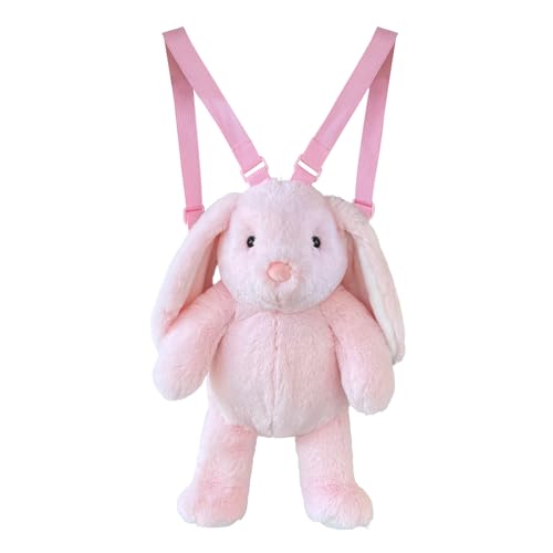 JUSTQUNSEEN Plush Backpack Bunny Animal 16 INCH Stuffed Animal Backpack Soft Animal Bag with Adjustable Shoulder Straps Cute Bunny Plush Animal Easter for Kids and Girls Boys