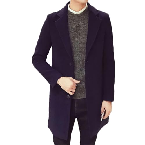 Manteau en laine long de qualité supérieure boutons revers hommes XL