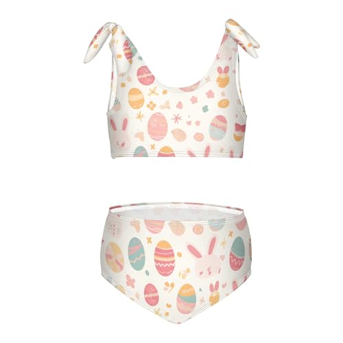 KLL Easter Eggs Pattern Holidays Girls' Two Piece Bikini Sets Quick-Dry Swimsuit Swimming Suits Cute Shoulder Strap