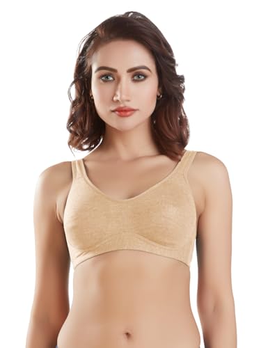 Image of SONARI Minimizer Everyday Bra|Full Coverage|Non Padded|Wire Free|Adjustable Straps|Cotton Spandex Nude