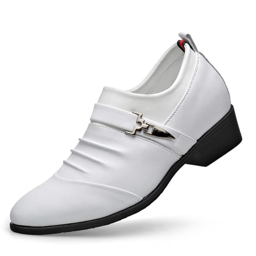 Business Work Dress Shoes Genuine Leather Large Size Low Top Buckle Pointed Toe Casual Shoes for Dating Prom Business