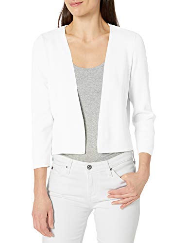 Jones New York Women's Short 3/4 SLV Metal Closure Cardigan, White, S