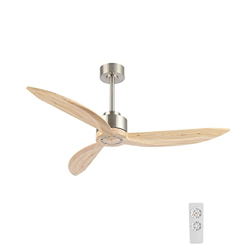 ELEHINSER 64" Wood Ceiling Fan Without Lights, 3 Blades 6-Speed