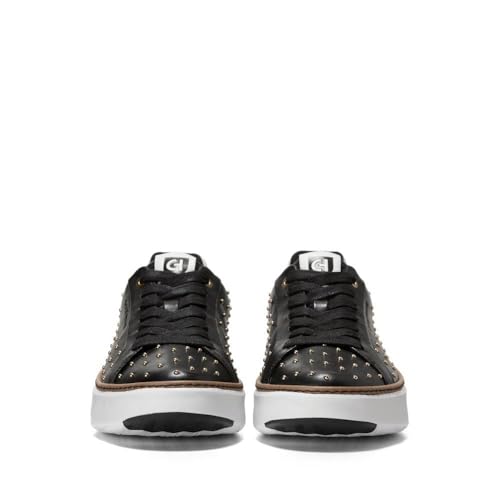 Cole Haan Cole Haan Women's Grandpro Topspin Sneakers, Black Leather/Gold Studs, 8-B US