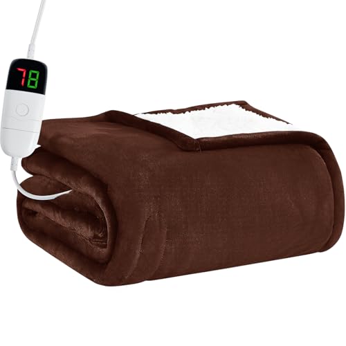 BOMOVA Heated Electric Blanket Full Size - 72" x 84" Heating Blanket with 10 Heating Levels & 8 Hours Auto Off, Warm Flannel Blanket with Over-Heat Protection, for Women, ETL & FCC Certified