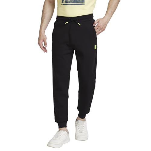 Image of Spykar Men's Mid Rise Fitted Track Pants