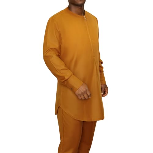 SEA&ALP Men’s 2 Piece Suit Set Casual Long Sleeve Dashiki Shirt and Pants Outfit Loose Simple African Tracksuit3