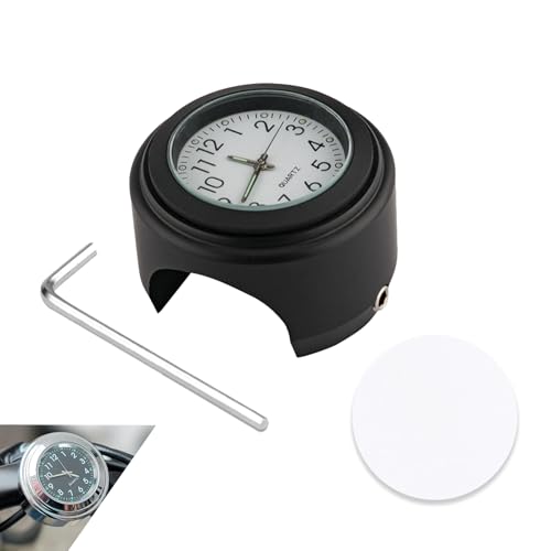 ZHUOLUNF Bicycle Handlebar Clock Motorcycle Car Clock Glow-in-the-Dark, Waterproof Bicycle Clock 2.2-2.54 Cm Handlebar Universal (Black and White)