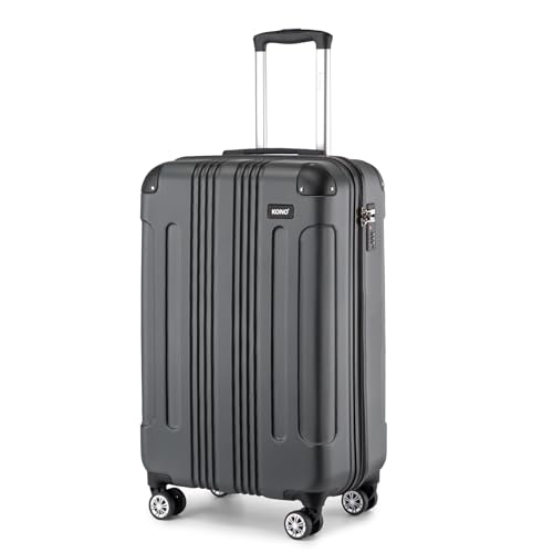KONO Handgepäck Koffer Hartschale Trolley Koffer Handgepäck Flugzeug Reisekoffer 55×35×20cm (Koffer Klein M, Grau)