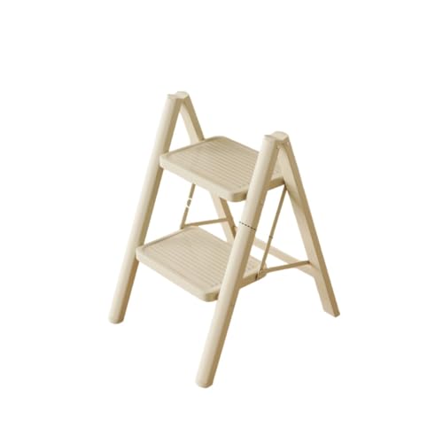 HeartTrend脚立 折りたたみ 軽量 合金鋼 耐荷重200kg 室内 屋外 折り畳み おしゃれ 踏み台 はしご 梯子 ステップ台 持ち運び 滑り止め付き 広い足置き 安全 家庭用 業務用 洗車 掃除 (2階,ベージュ)