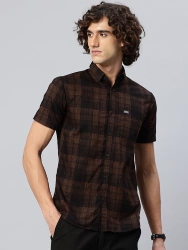 Image of Majestic Man Slim Fit Short Sleeve Checked Pure Cotton Casual Shirt