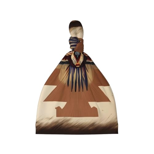 Newborn Baby Hat, Native American Patterns Print Soft Top Knot Beanie Cap, Cute Baby Headwear for 0-6 Months Black