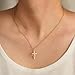 Dkodfi Crown Cross Necklace for Women 14K Gold Plated Crown Diamond Cross Pendant Necklace Gold Plated Cubic Zirconia Cross Jewelry Faith Jewelry First Communion Necklace Baptism Religious Gift
