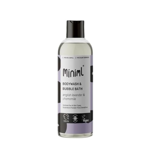 Miniml Natural English Lavender & Chamomile Body Wash & Bubble Bath - For all skin types - Hypoallergenic Dermatologically Tested - Sulphate & Paraben Free, Vegan & Cruelty Free - 500ml Bottle