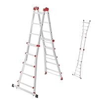 Hailo M80 Alu-Multifunktionsleiter - Schiebeleiter 4 x 5 Sprossen belastbar bis 150 kg - Sicherheitsgelenke und Rastgriffe - sprossenweise höhenverstellbar - Mehrzweckleiter rostfrei - Silber