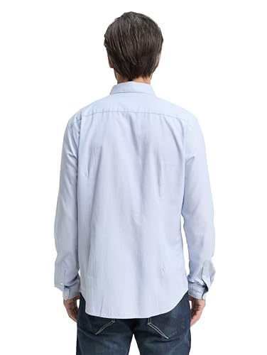 TOM TAILOR Herren Slim Fit Hemd mit Struktur 1023881, 24183 - Light Blue White Structure, S – Ansicht 3