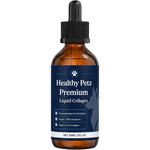 Healthy Petz Premium Liquid Collagen for Dogs Collagen Drops for Dogs with Hyaluronic Acid & Vitamin C Daily Skin & Joint Wellness Support Easy-to-Serve Liquid Formula 2 fl oz / 60 mL