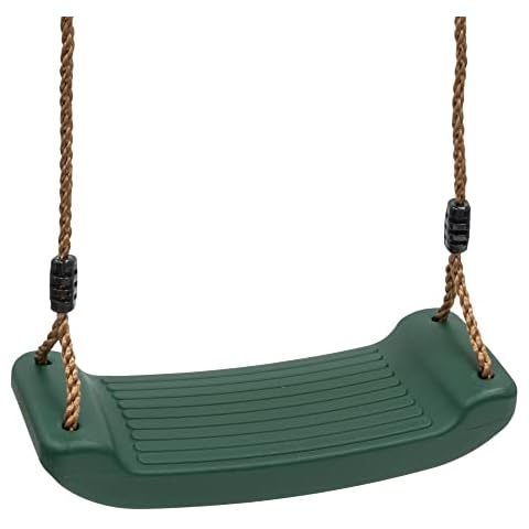 Tanness Childrens Swing Seat with Adjustable Ropes | Safety Grip and Anti Slip Moulded Replacement Swing Seat Kids Toys | Weatherproof Garden Accessories - Dark Green Cover