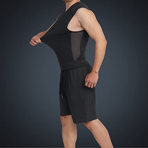 July's Song Workout Set For Men 5 Pieces Dry Quick Gym Clothes Sets With Long-Sleeve Tee Sleeveless T-Shirt Shorts Tights Jacket Athletic Compression Outfits #TOP6