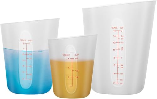 Juego de 3 vasos medidores de silicona flexible miniatura 1