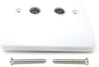 MainCore TV Aerial, FM, DAB Radion Socket Faceplate Outlet Plate for Coaxial Cable Lead (Double Gang)