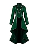 AI'MOURI Gothic Tailcoat Halloween Costumes for Women, Medieval Irregular Hem Steampunk Corset Victorian Tailcoat Jacket(Green,3XL)